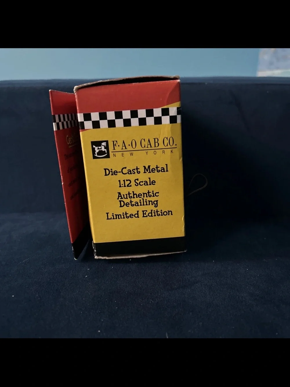 FAO CAB CO. NEW YORK 1/12 SCALE DIECAST METAL MINIATURE PEDAL CAR with BOX